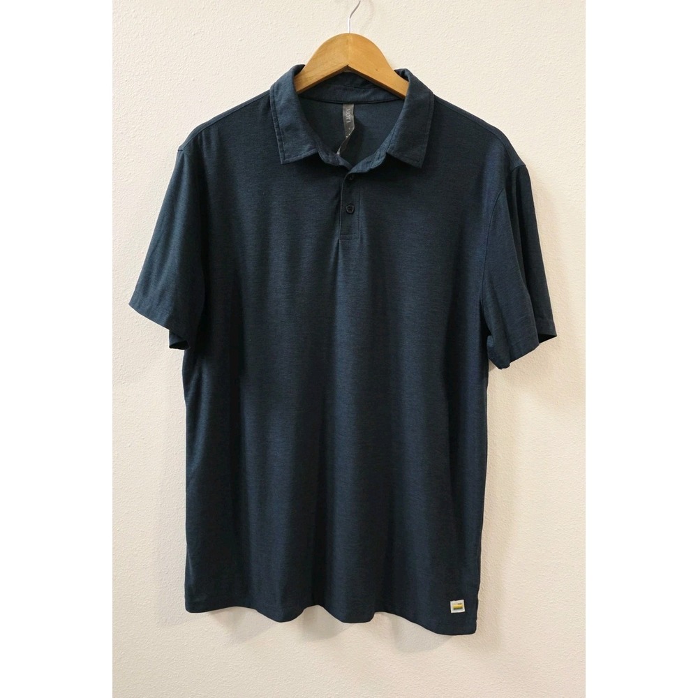 Vuori Strato Tech Polo Men's Size Large Navy Heather Stretch Casual Athleisure